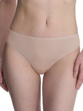 NATORI  Bliss Bare Cotton Thong Pack of 2 Cafe Small NWT